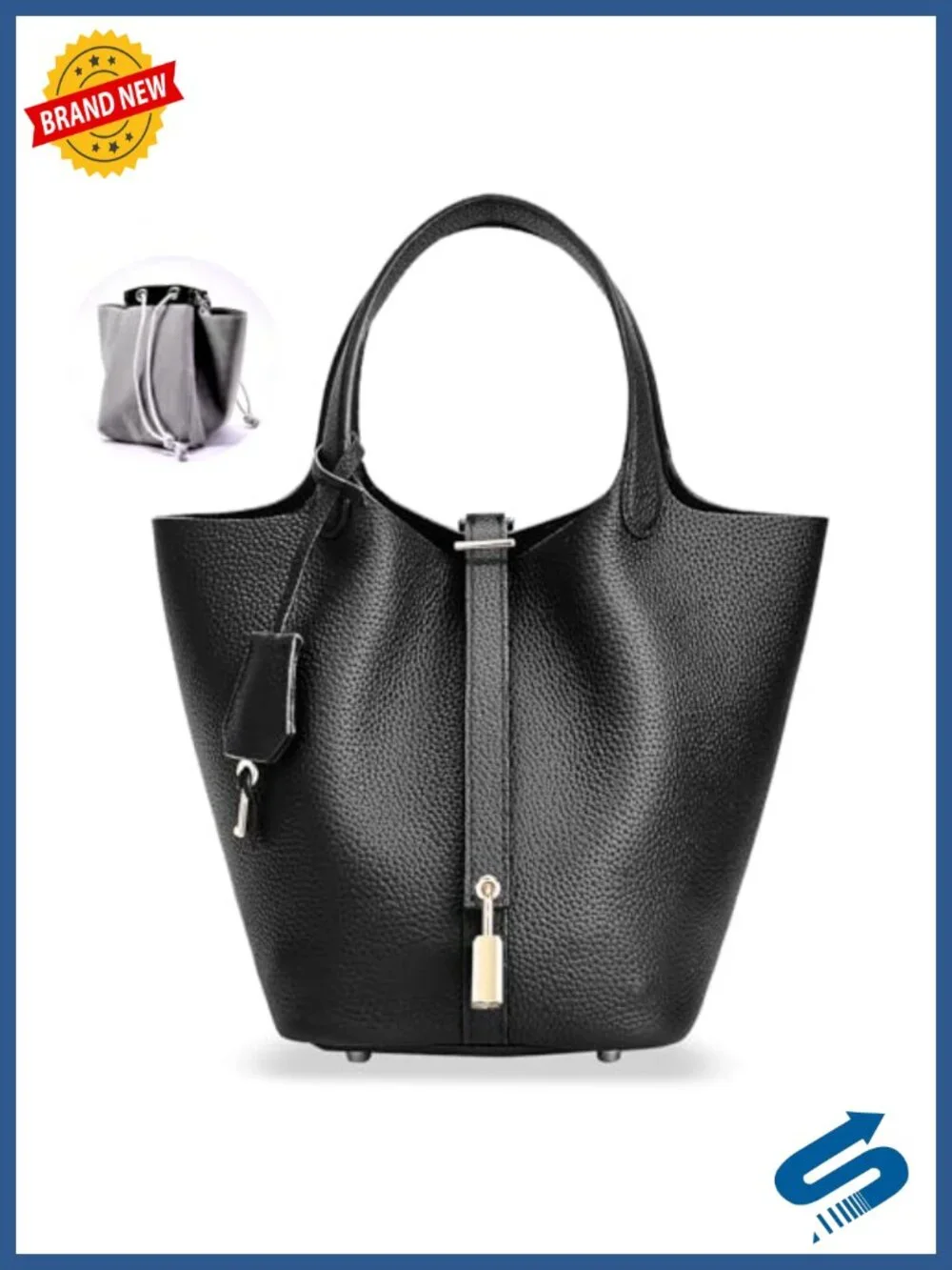 Genuine Leather Bucket Bag Handmade Italian Top-Grain Leather Tote
